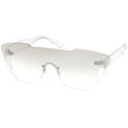 thumbnail image 2 of Oversize Rimless Cutout Thick Arms Tinted Mono Lens Shield Sunglasses 73mm (Clear), 2 of 4