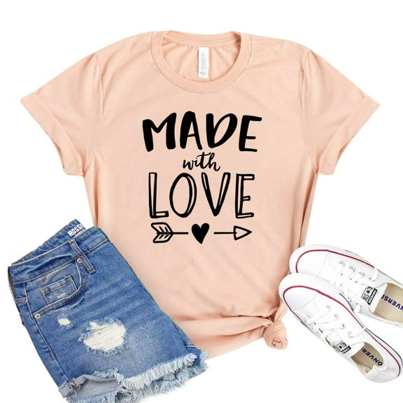 Made With Love T-shirt Women's Maternity Shirt Baby Shower Shirts New Parents Tee Summer Tshirt Inspirational Gift