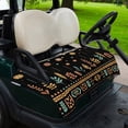 thumbnail image 2 of Golf Cart Seat Covers for 2 Seater,Orange Teal Botanical Microfiber Cart Seat Towel Blanket,Boho Ethnic Geometric Black Absorbent Breathable Non Slip Bench Seats Protector for Golf Course 51"x31", 2 of 9