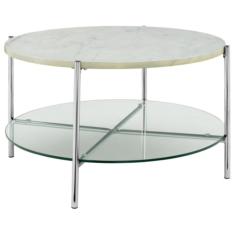 32 Inch Round Coffee Table With White, Top Round Coffee Tables