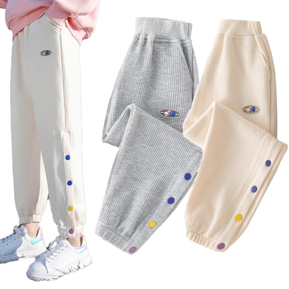 CSCHome Kids Fleece Active Sweatpants Teen Girls Elastic Waistband Casual Sports Pants Autumn Winter Athletic Jogger Pants 4-15 Years