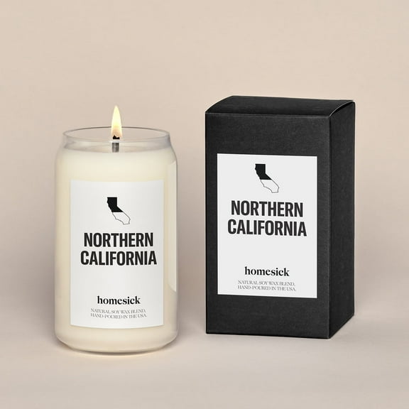 Homesick Premium Scented Candle, California Norcal - Scents of Pear, Vanilla, Amber, 13.75 oz, 60-80 Hour Burn, Natural Soy Blend Candle Home Decor, Relaxing Aromatherapy Candle