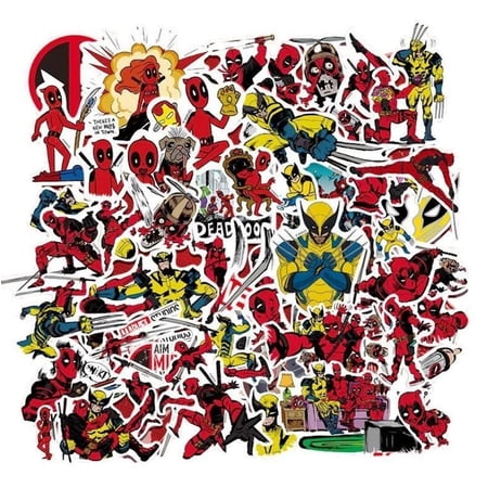Deadpool and Wolverine Themed Set of 50 Assorted Stickers Decal Set