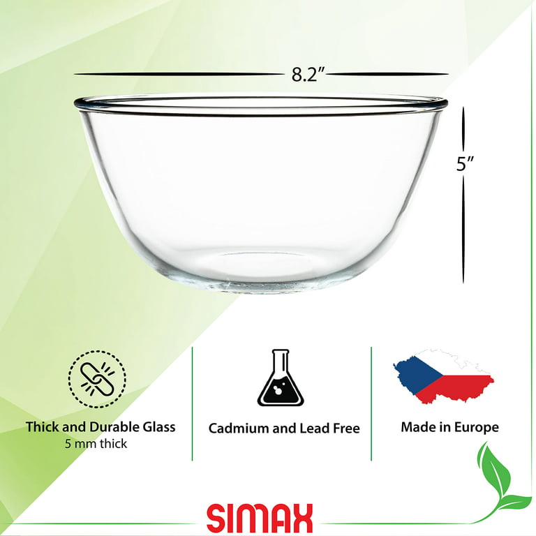 Simax 1.8 Quart Glass Mixing Bowls: Clear Glass Bowl - Kitchen Bowls use as Cooking  Bowls - Baking Bowls - Microwave & Oven Safe Bowls - Mixing Bowls for  Kitchen - Small