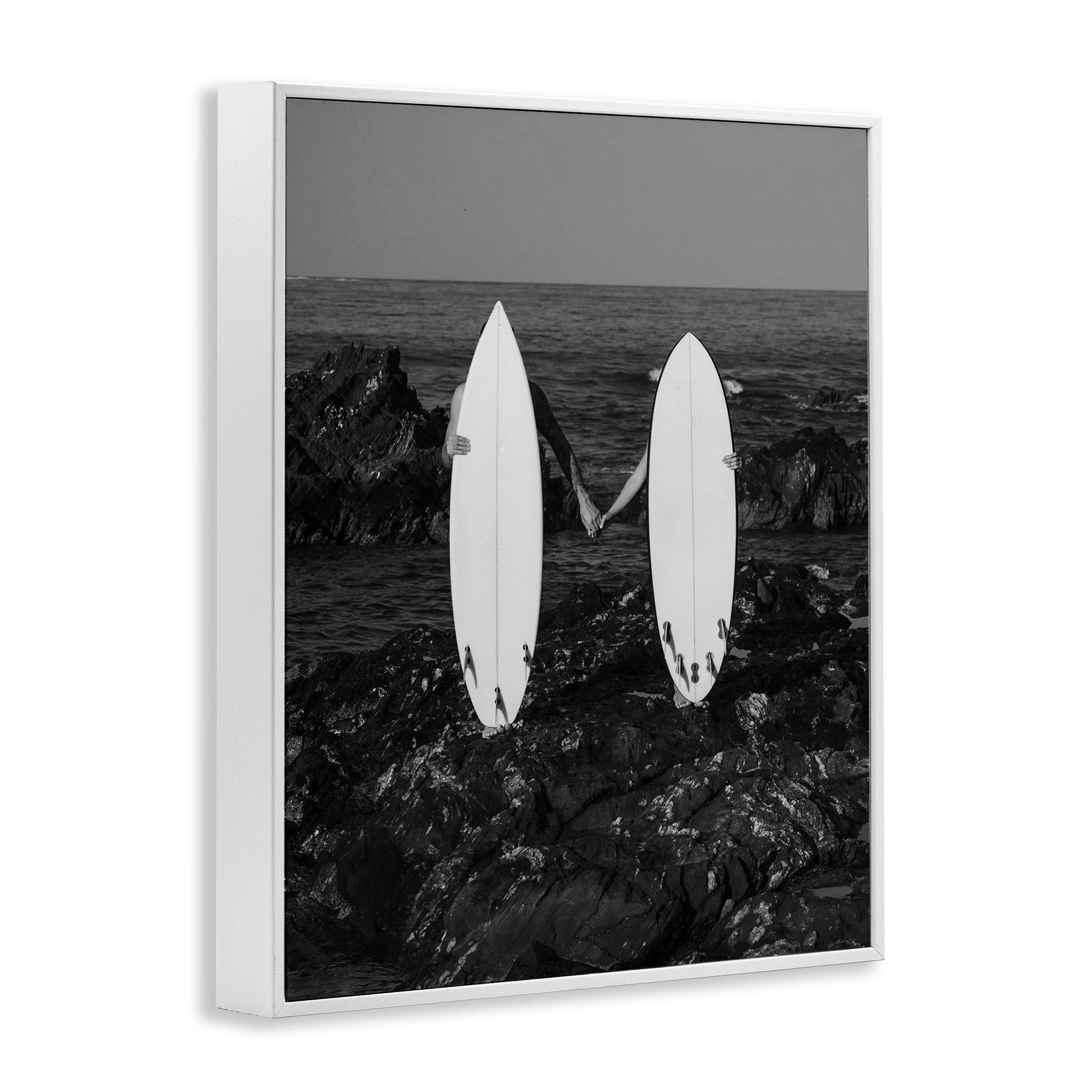 Stupell Industries Romantic Surfer Couple Sports Photography White Framed Art Print Wall Art, 11 x 14