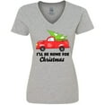 thumbnail image 3 of Inktastic I'll Be Home for Christmas Truck with Tree Women's V-Neck T-Shirt, 3 of 5