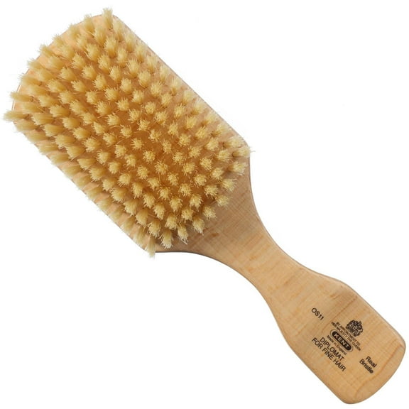 Kent OS11 Satinwood Military Club Hair Brush & Beard Brush – Soft White Boar Bristles for Fine or Thinning Hair, Men's Grooming, and Beard Care