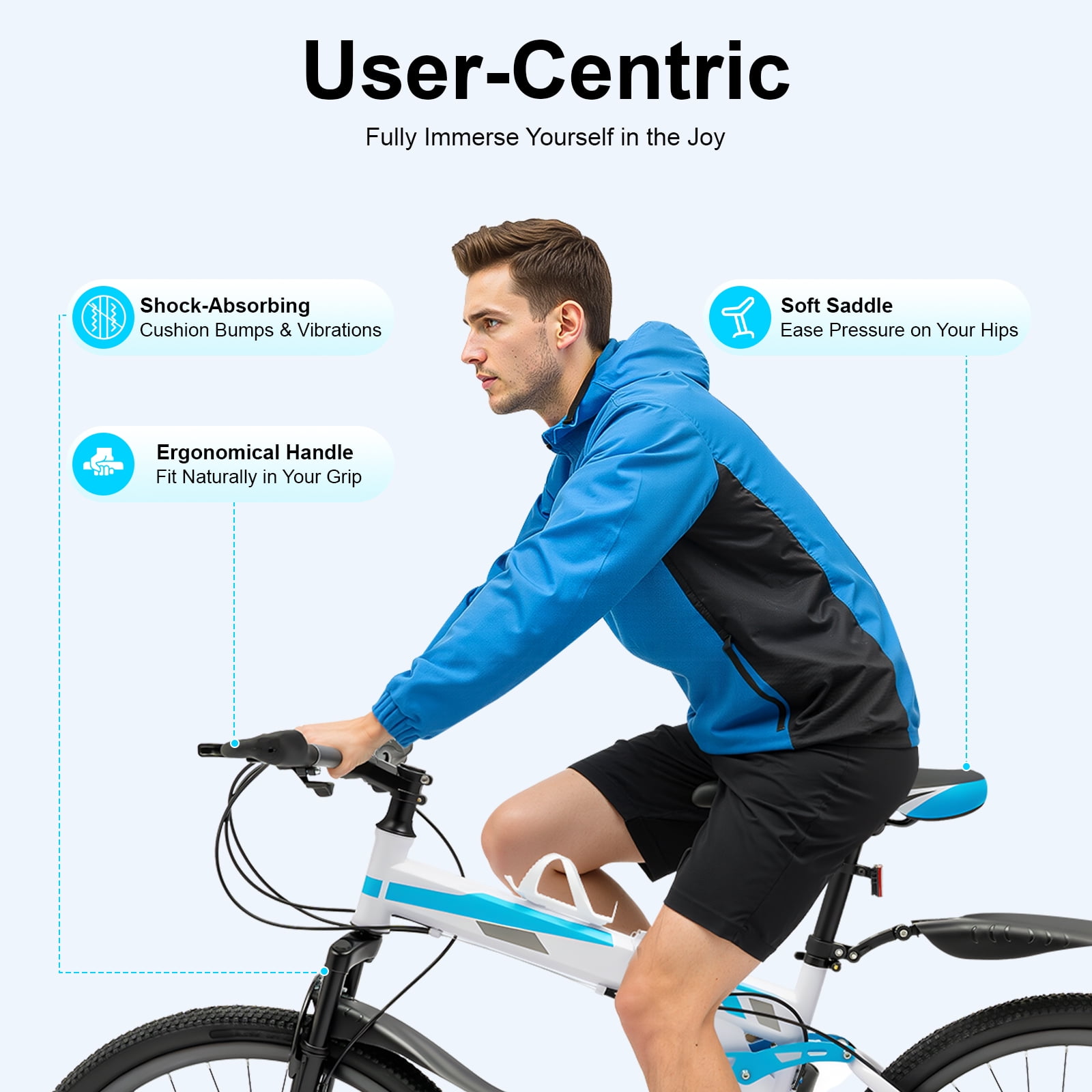 Miumaeov 26" Mountain Bike Folding 21 Speed Full Suspension High Carbon Steel Bike Bicycle Adjustable Saddle Height, Dual Disc Brakes Non-Slip Folding Bike, Adult/Men/Ladies Mountain Bike
