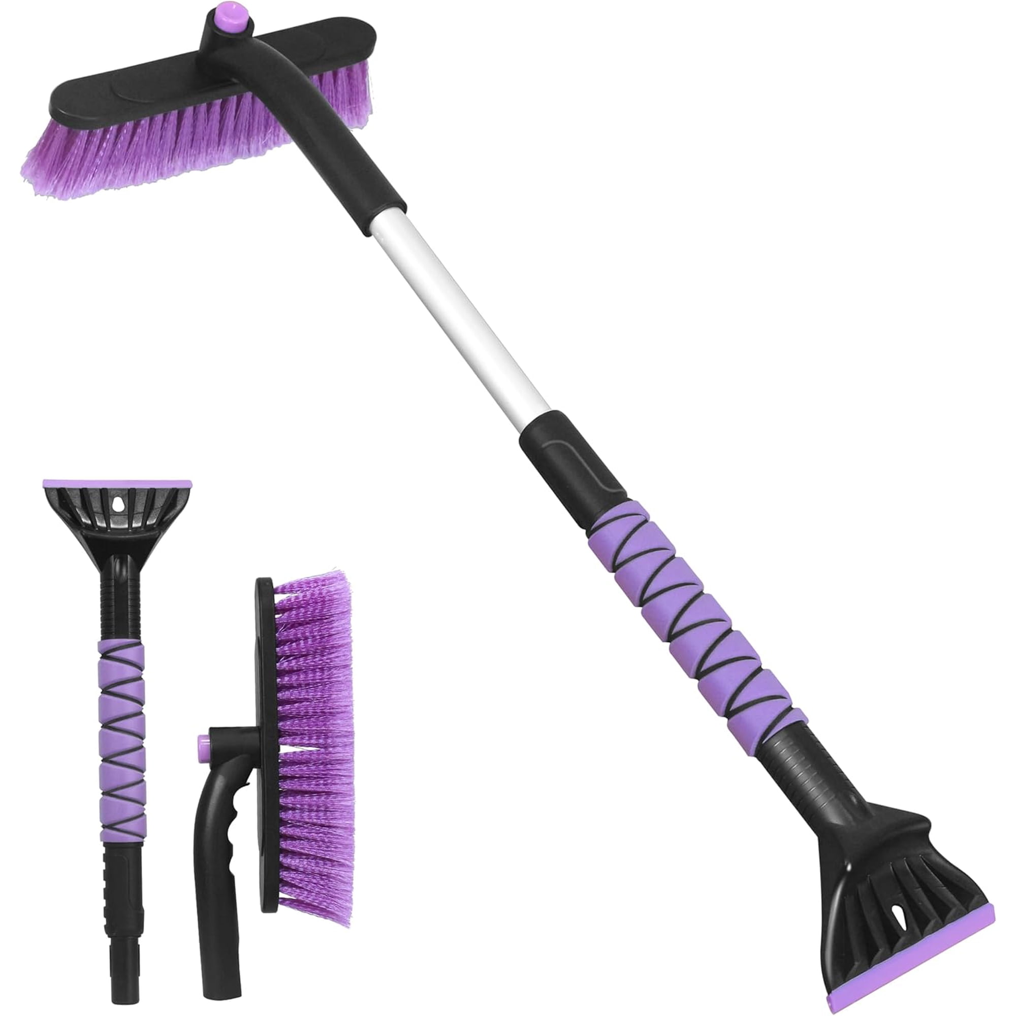 Gardzen 32" Snow Brush and Ice Scraper for Car Windshield, 2-in-1 Car Snow Brush and Ice Scraper, Extendable Snow Scraper with Brush, Snow Removal for Cars SUVs