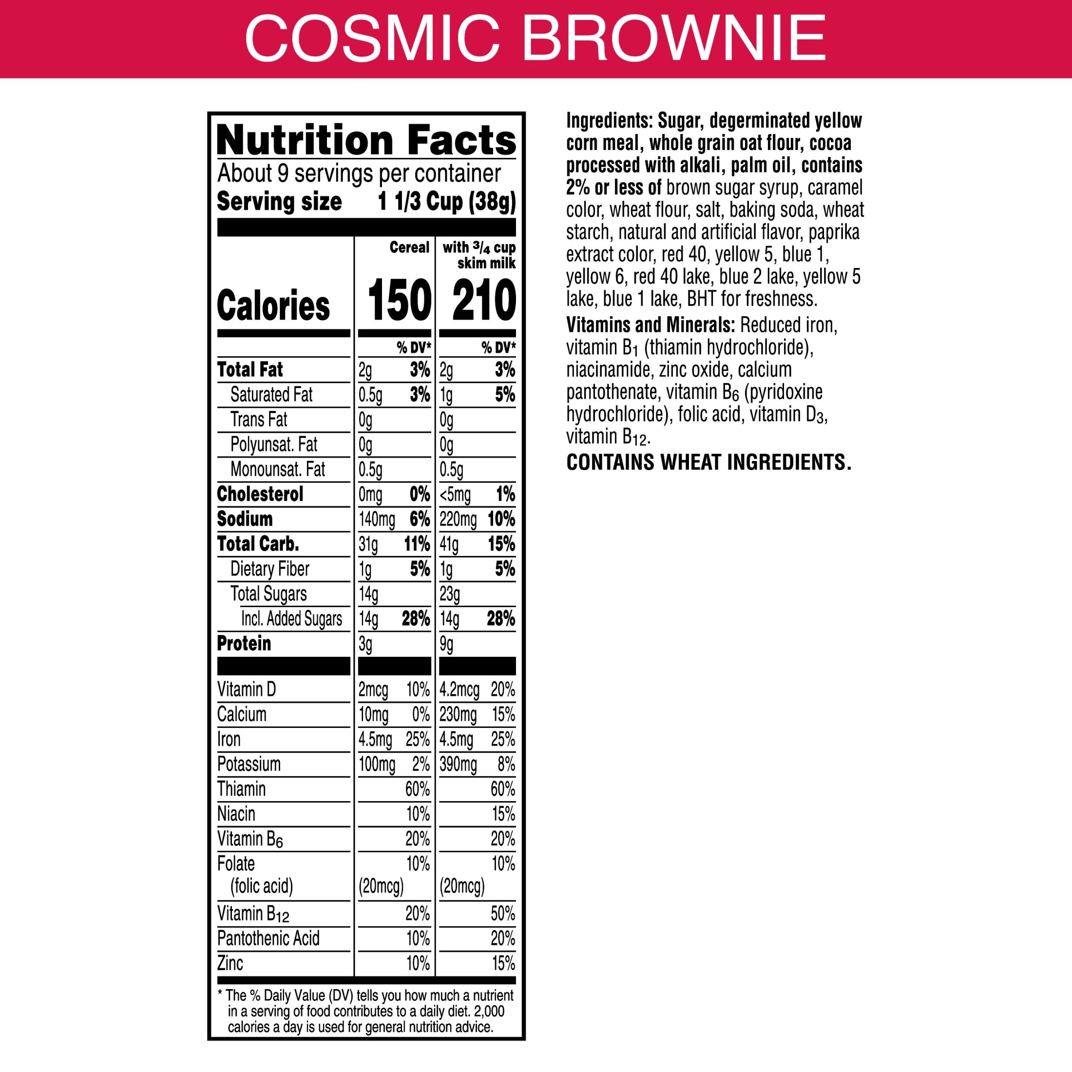 Kellogg's Little Debbie Cosmic Brownies Cold Breakfast Cereal, Family Size, 13.2 oz Box