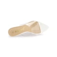 thumbnail image 4 of BLISSFUL STEP Women's Clear Point Toe High Block Heel Mules Slides Sandals White 8, 4 of 8