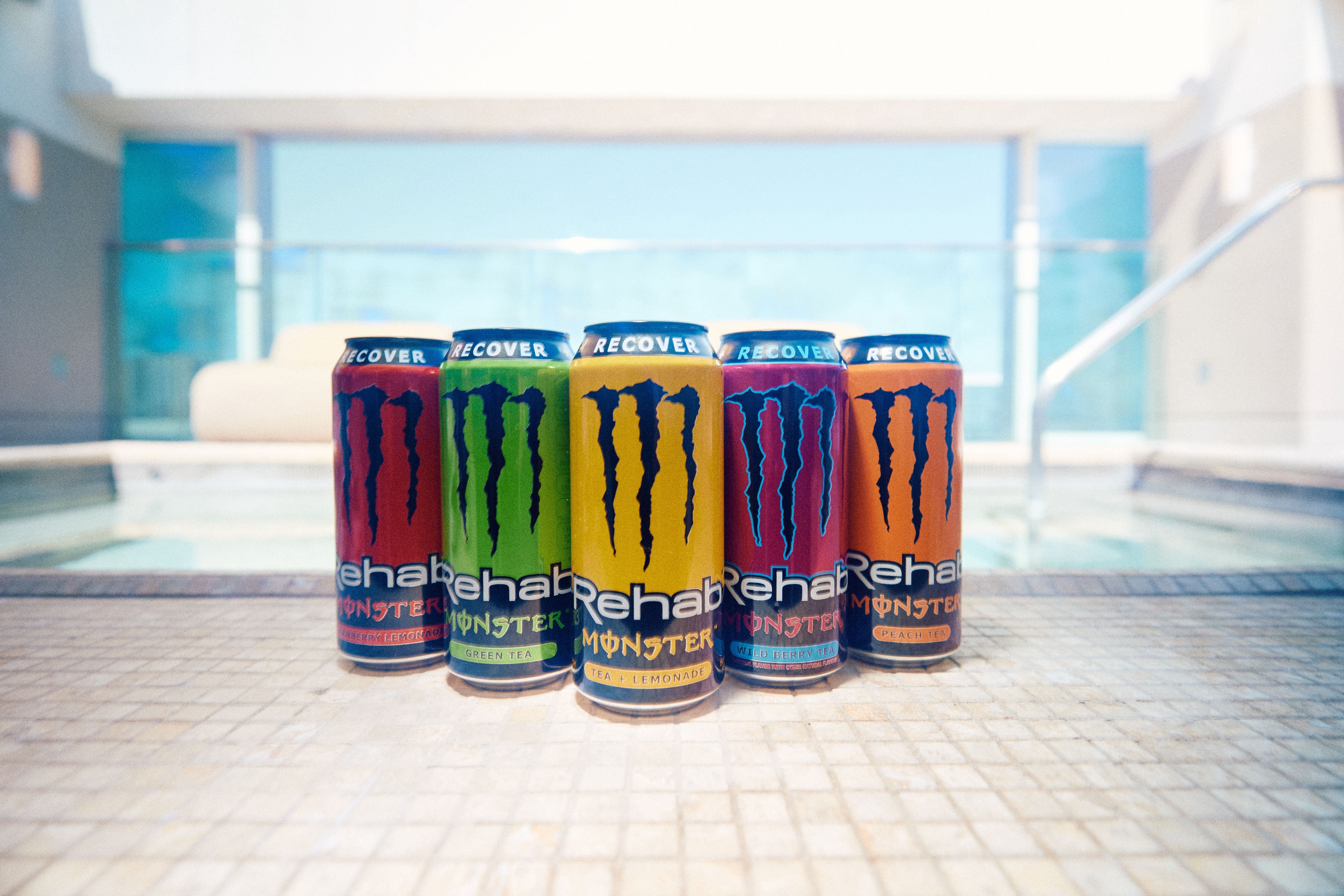 Monster Energy Rehab Green Tea + Energy, Energy Iced Tea, Energy Drink 15.5 Fl Oz (Pack of 6)