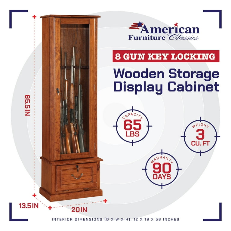 6-Gun Key Lock Wood Gun Concealment Bench, Medium Brown 6-Gun Key Lock Wood Gun Concealment Bench, Medium Brown