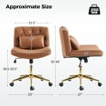thumbnail image 4 of Modern Home Office Chair Adjustable  Armless Swivel Leather Desk Task Chair for Makeup Vanity Camel, 4 of 9