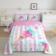 thumbnail image 2 of Castle Fairy Ice Cream Popsicle Full Size Comforter Sets,Kawaii Stripes Bedding Sets, 2 of 8