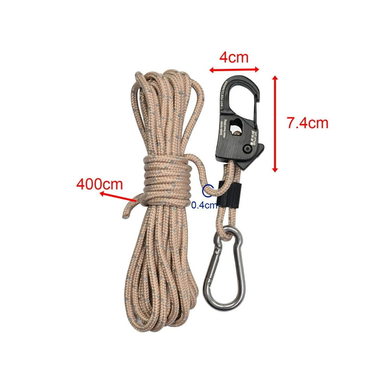 4mm Tent Guy Rope Wind Rope Heavy Duty Length 4M Multipurpose Tent Guide  Rope with Self Locking Regulator for Outdoor Hiking Khaki 