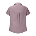 thumbnail image 5 of OGLCCG Womens Gauze Shirts Casual Short Sleeve Textured Collared Button Down Dress Shirts Lightweight Summer Work Blouse,L,Purple, 5 of 5