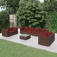 thumbnail image 1 of vidaXL 9 Piece Patio Lounge Set with Cushions Poly Rattan Brown, 1 of 5