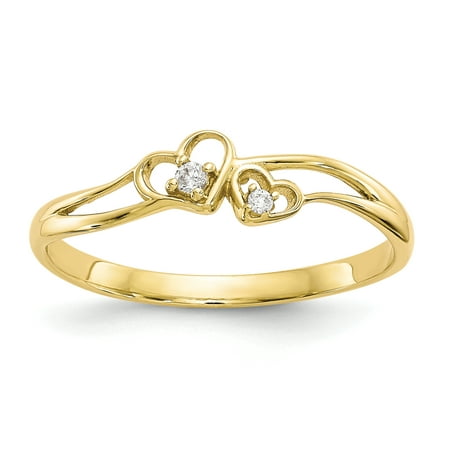 10K Yellow Gold CZ Double Heart Ring | Walmart Canada