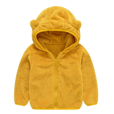 

Verugu Baby Hooded Plush Jacket Toddler Boys Girls Hoodie Cute Bear Ear Warm Sweatshirt Fall Winter Zip Up Jacket Infant Baby Teddy Thick Coat Army Green 6-12 Months