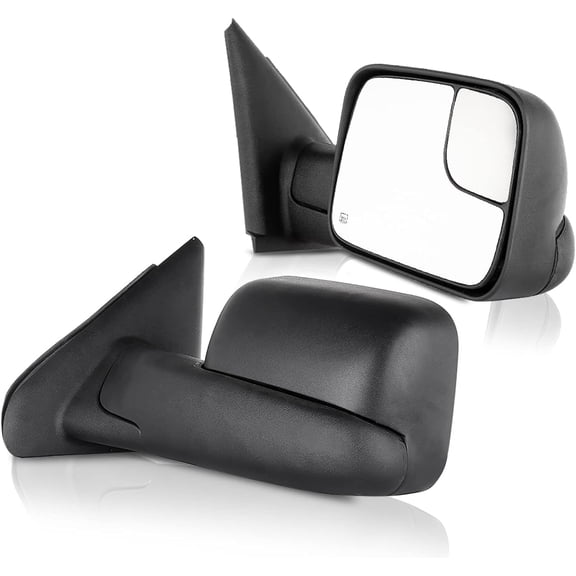 ECCPP Towing Mirrors fit 02-08 for Dodge for Ram 1500 03-09 for Dodge for Ram 2500 3500 Pickup Truck Power Heated Tow Folding Side View Black Mirror Pair Set Right Passenger and Left Driver Side
