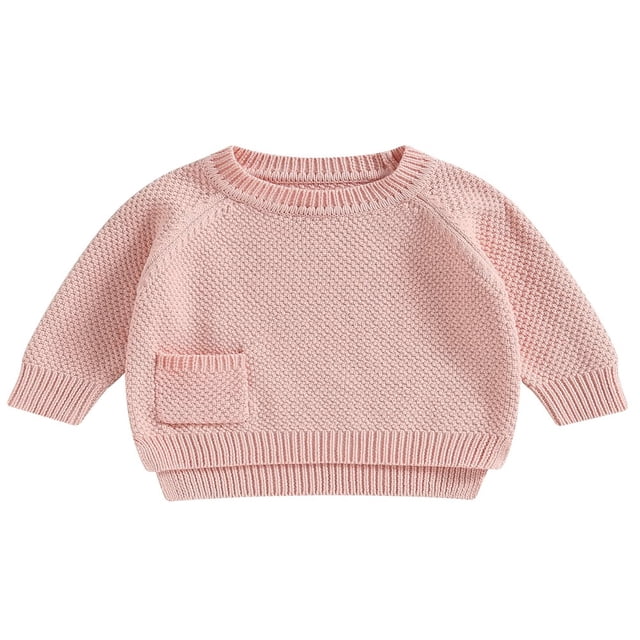 Baby Girl Boy Knit Pullover Sweater Fall Winter Warm Sweatshirt Tops with Pocket