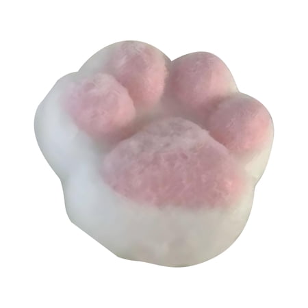 4.7in Sparkle Flocked animal Paw Squeeze Relax Textured Foot Fidget for Stress Relief and Tactile Comfort White