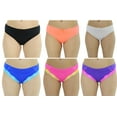 thumbnail image 2 of Just Intimates Thongs / Panties for Women (Pack of 6) (Neon Trim/Solid Microfiber, X-Small), 2 of 4