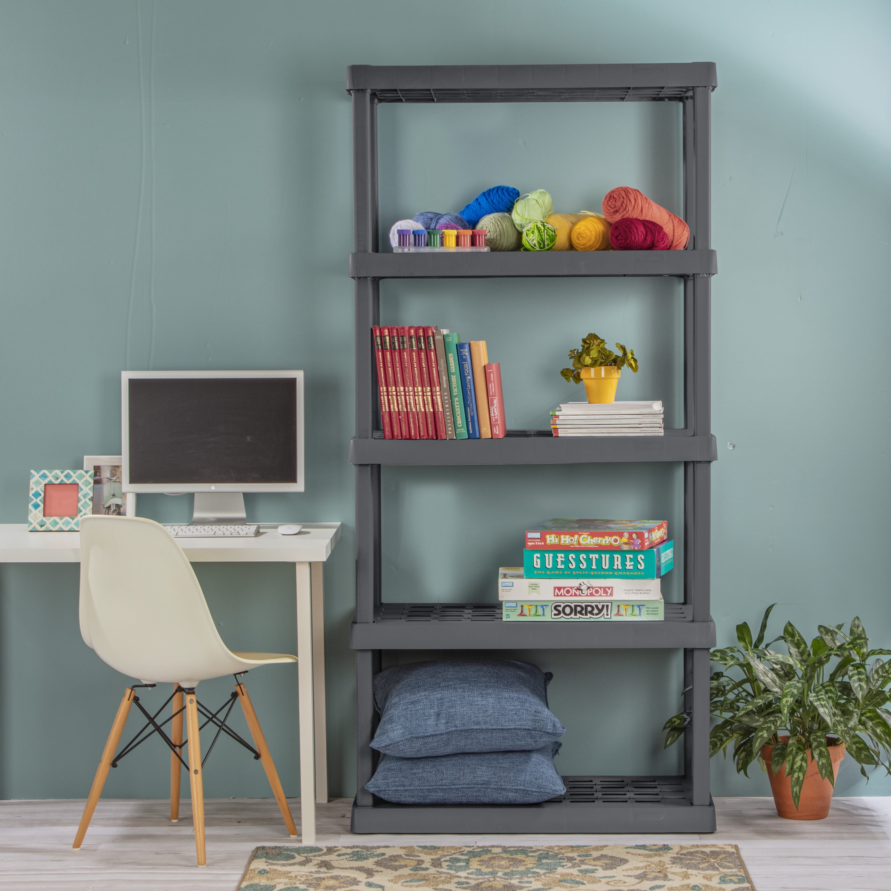 Sterilite 5 Shelf Unit Plastic, Flat Gray