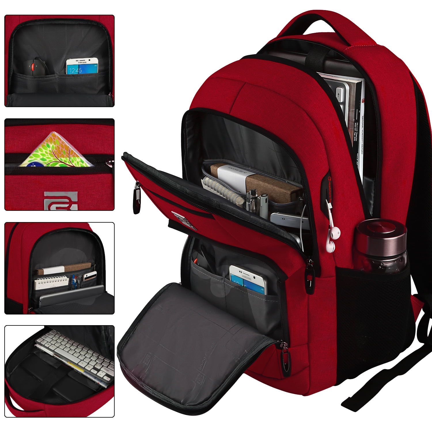 UKEIN Red Laptop Backpack Computer Business Backpack for Adult Water Resistant Anti-Theft Laptop Backpack for Men