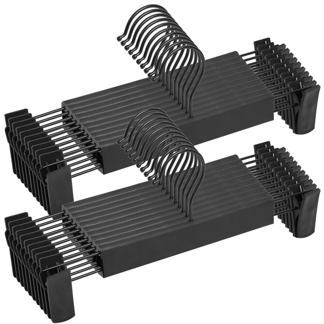 Perchas para pantalones NORTHERN BROTHERS negras, paquete de 20 con clips