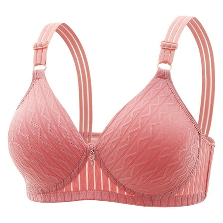 Bigersell Full-Coverage Bras for Women Wireless Bra No Underwire Ladies V-Neck Push-up Bra Backless Hook and Eye Bra Closure Everyday Wire-Free Bra Womens Sports Bras Pink L