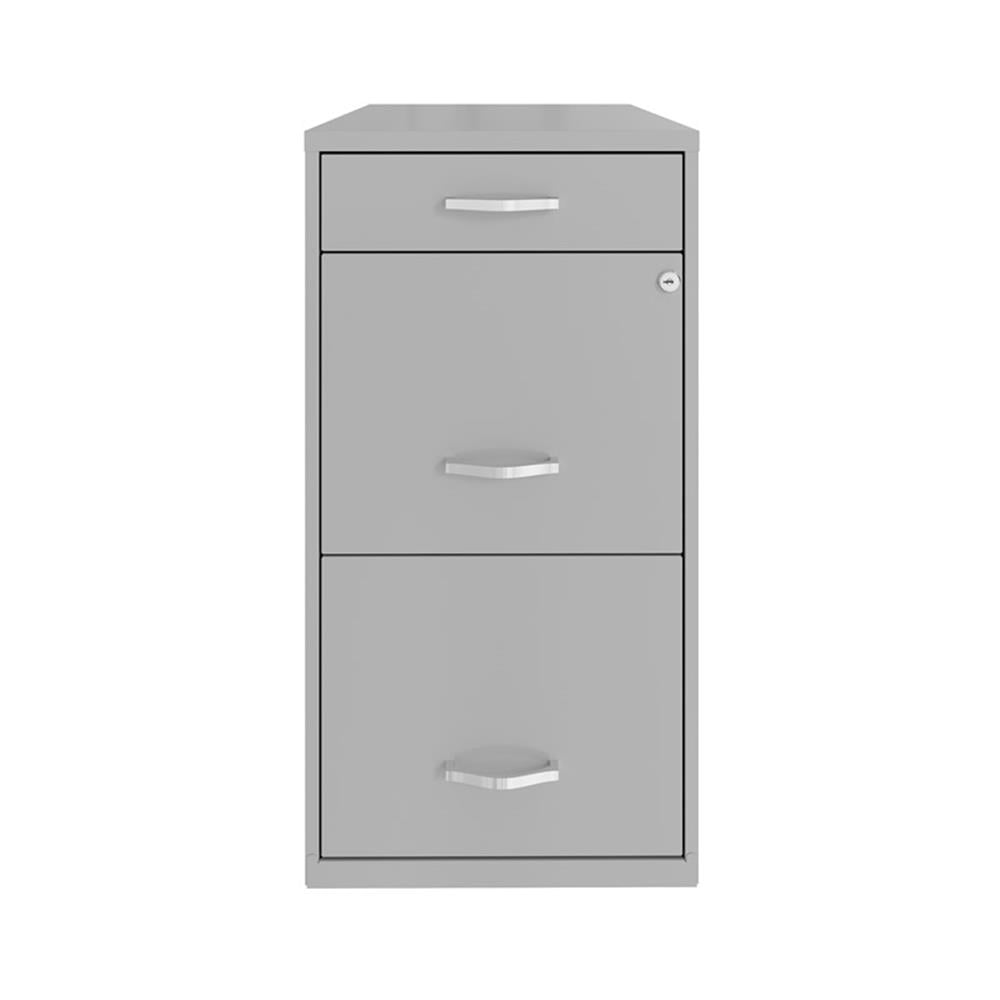 Maklaine 3 Drawer Modern Metal Organizer Filing Cabinet in Artic Silver