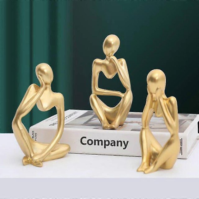 Mini estatua de pensador moderno, escultura abstracta, adorno decorativo creativo para el hogar, figura Zh52, enfoque dorado
