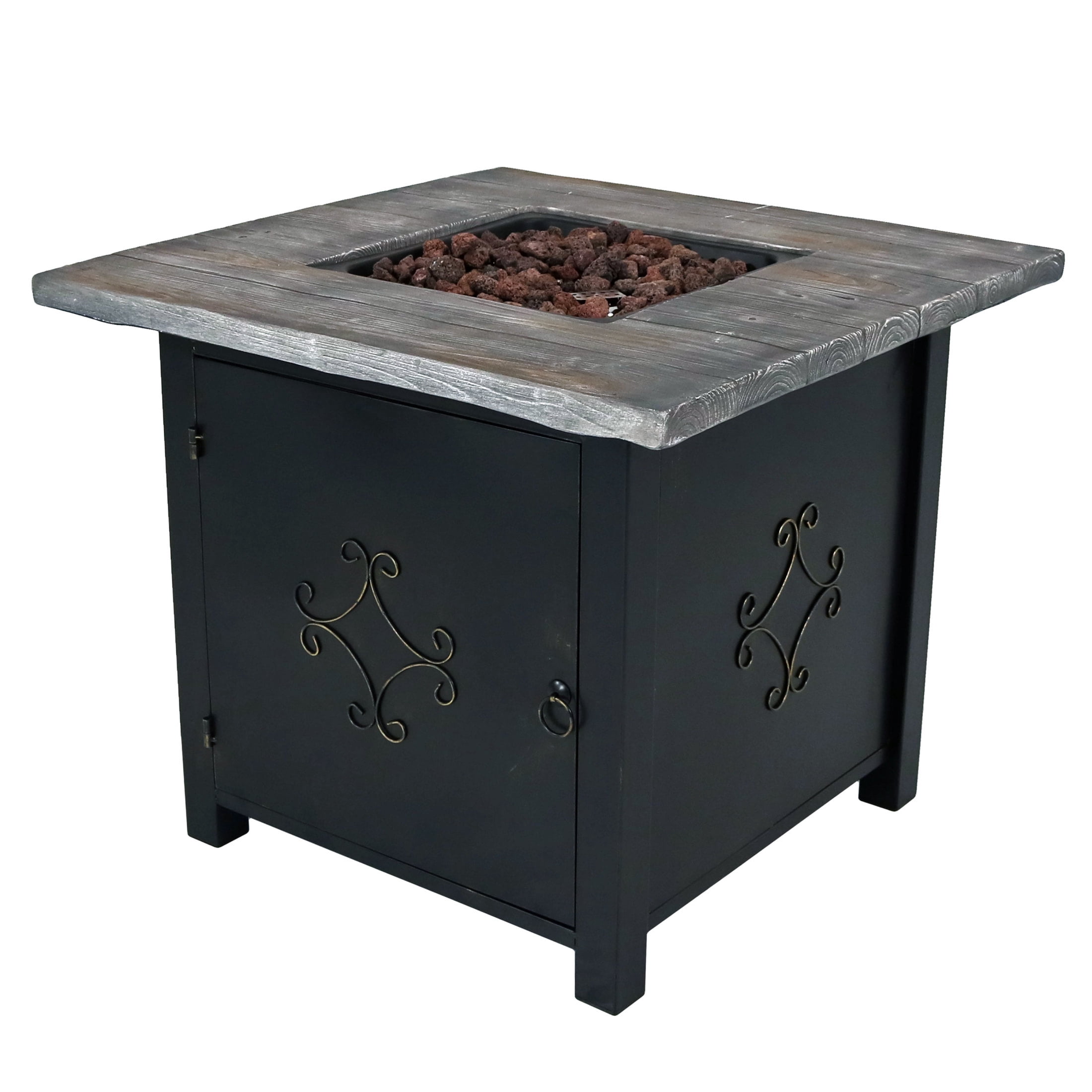 Sunnydaze 30" x 30" Square 40,000 BTU Propane Cast Stone Gas Fire Pit Table with Lava Rocks