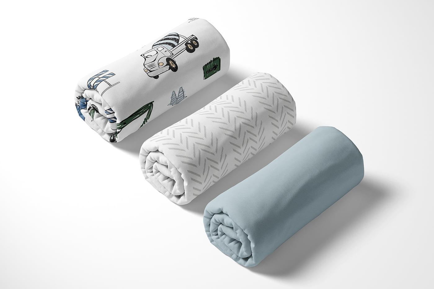 Sweet Jojo Designs Construction Truck Green and Blue Boy Fitted Crib Sheets Set 3 Piece
