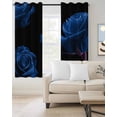 thumbnail image 2 of Blue Rose Kitchen Curtains Vintage Abstract Garden Flower Floral Black Cafe Short Curtains for Bathroom Blackout Window Curtain Grommet Small Window Treatment Drapes for Bedroom Living Room 52"x45"x2, 2 of 9