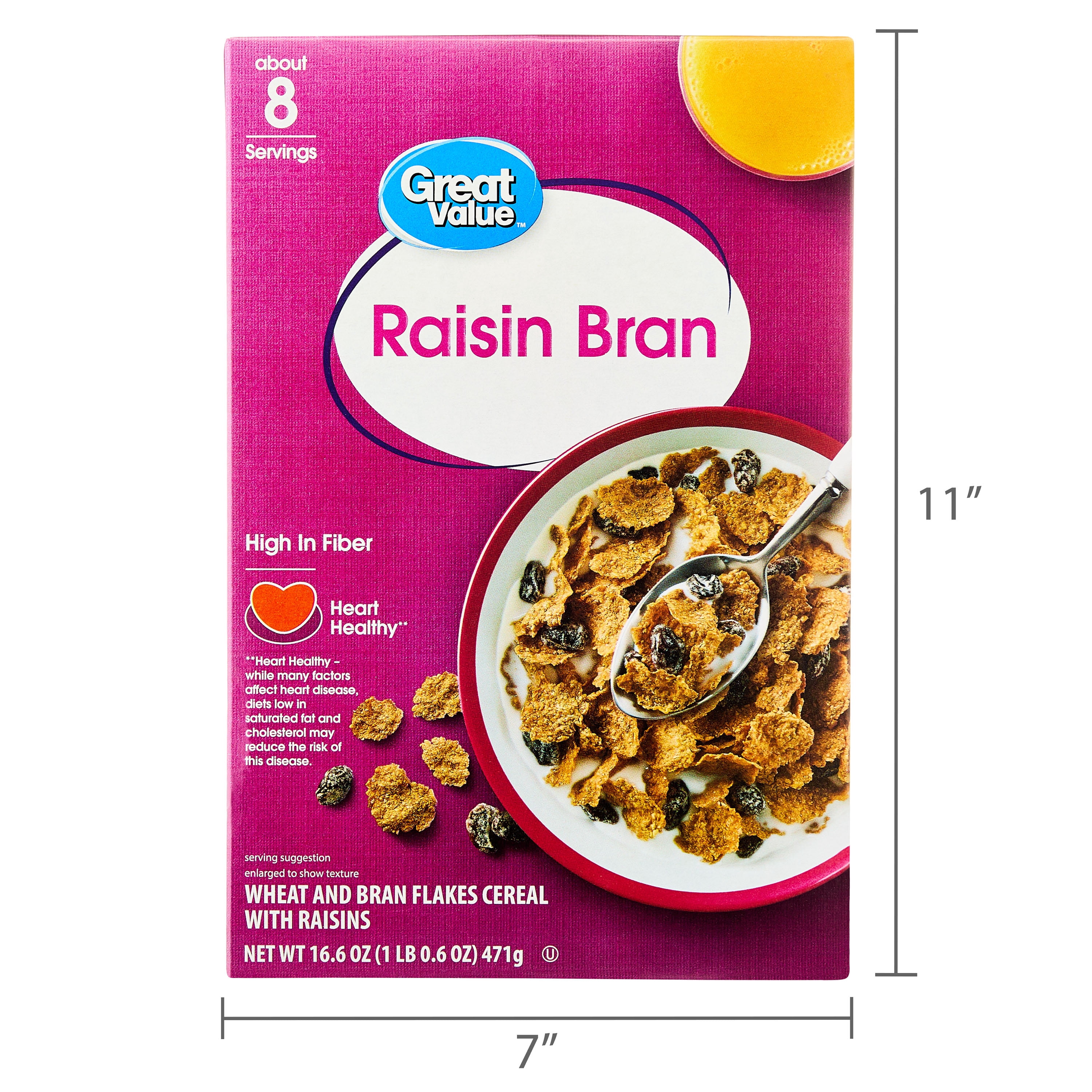 Great Value Raisin Bran Breakfast Cereal, 16.6 oz