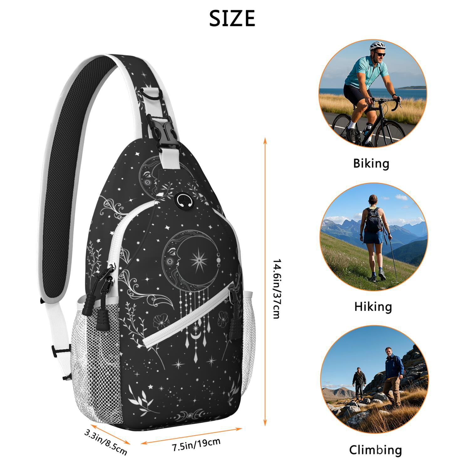 Gothic Nebula and Galaxy Shoulder Backpack Retro Astronomical Print Travel Daypack Spacious & Organized for Biking, Hiking, Commuting