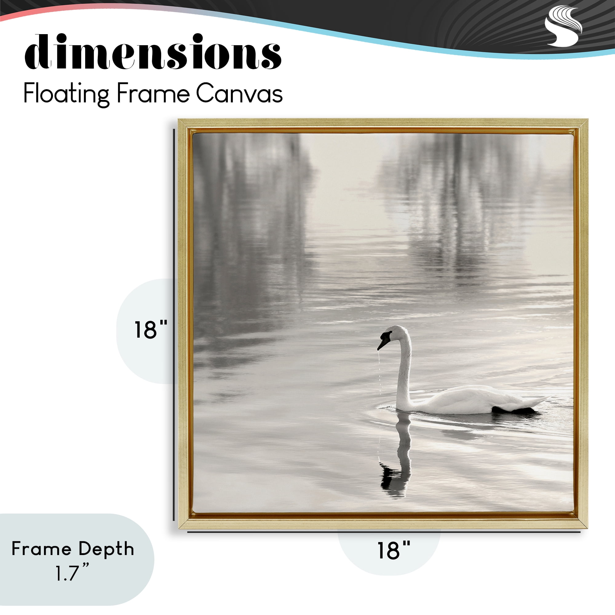 Stupell Industries Morning Sunlit Swan Gold Framed Floater Canvas Wall Art, design by Nicholas Bell