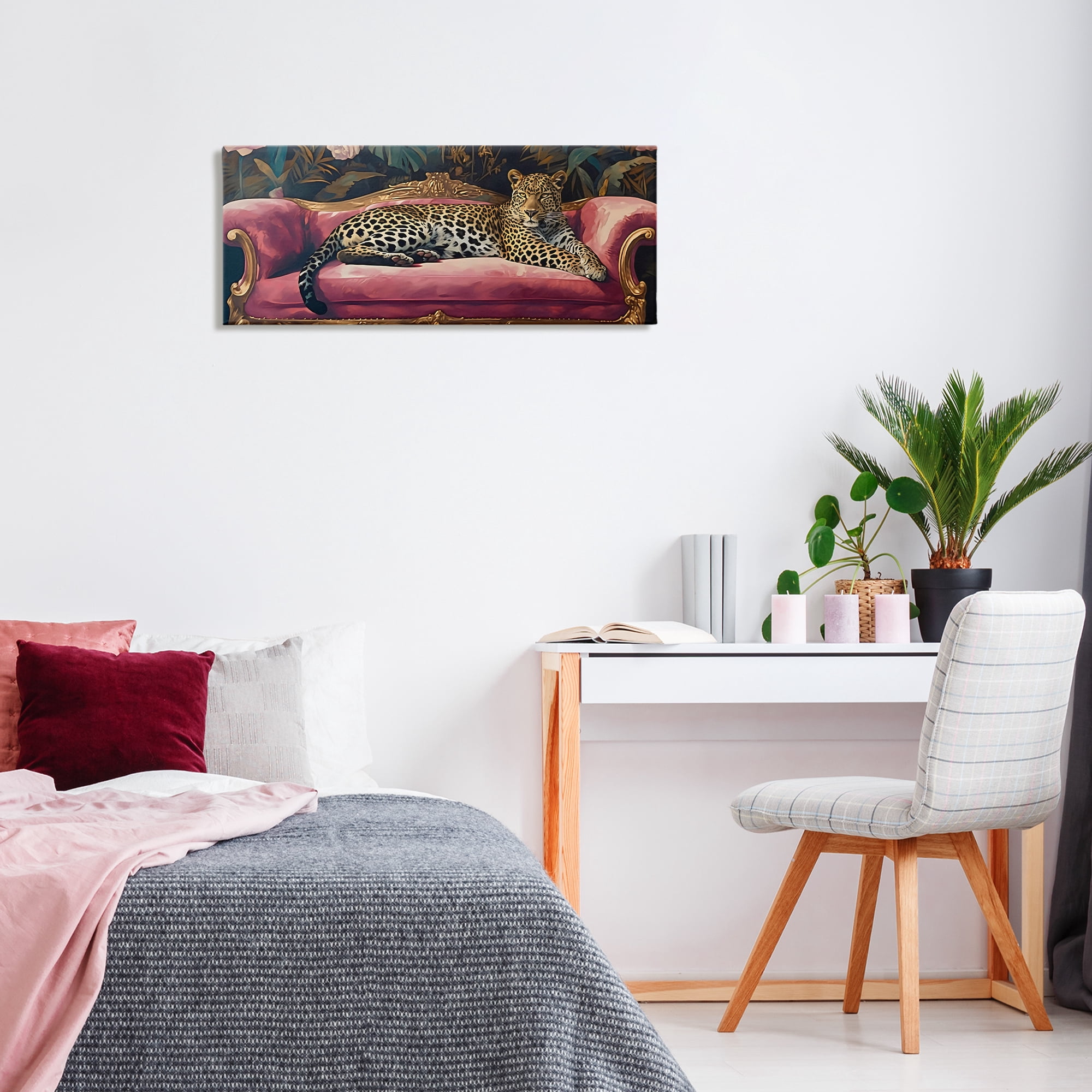 Stupell Industries Regal Relaxation Leopard on Pink Canvas Wall Art, design by Creative Studio