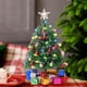 thumbnail image 5 of Árbol de Navidad artificial de mesa con adornos | Mini árbol verde con luces LED y estrella para la estrella | Decoración navideña para interiores en escritorio y ventana | 1 árbol + 12 bolas + 1, 5 of 6