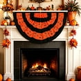 thumbnail image 4 of Clearance 3 x 1.5 ft ft Halloween Flag Bunting Half Fan Hanging Pleated Flag Banner with 3 Grommets for Halloween Indoor Outdoor House Party Holiday Yard Decorations Props(E*4pcs), 4 of 5