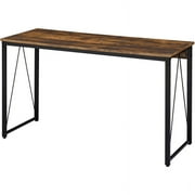 Pemberly Row Wood Rectangle Top Writing Desk in Weathered Oak and Black