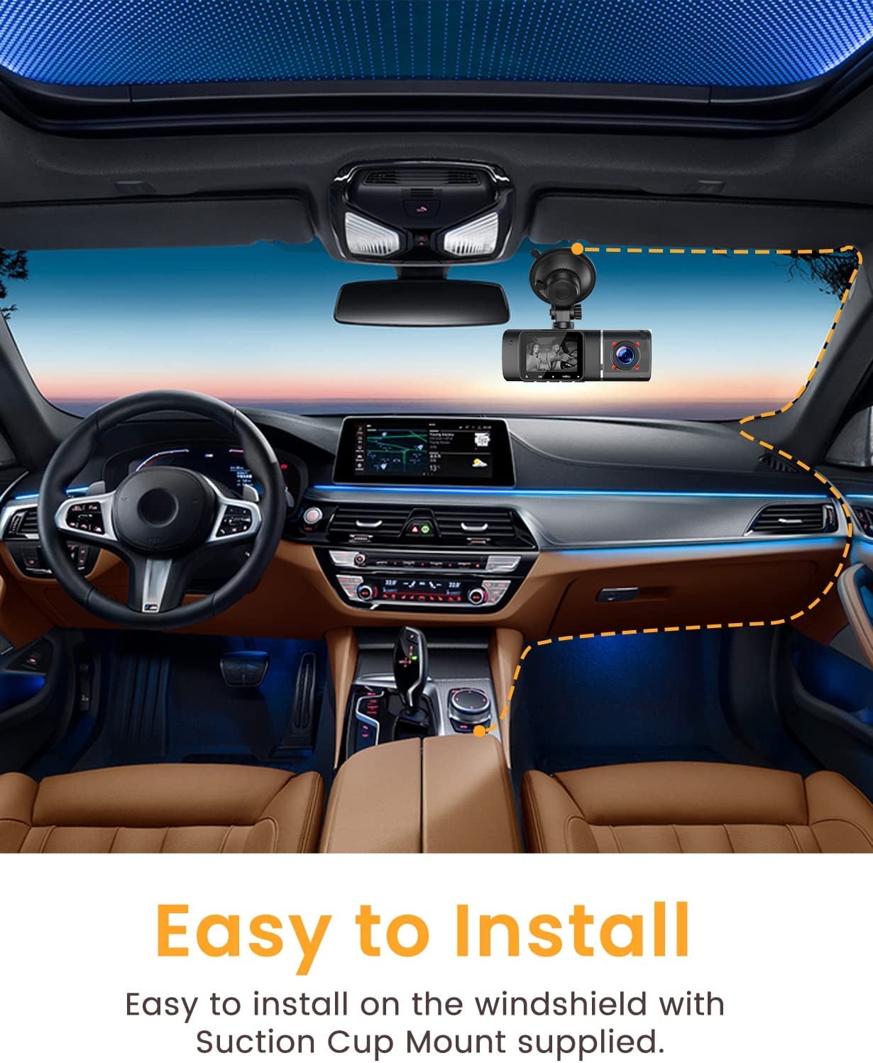 Cámara de tablero dual 1080P, COOAU Dash Cam frontal e interior, cámara de  tablero para automóviles, perfecta para conductores de Uber y taxi, GPS y