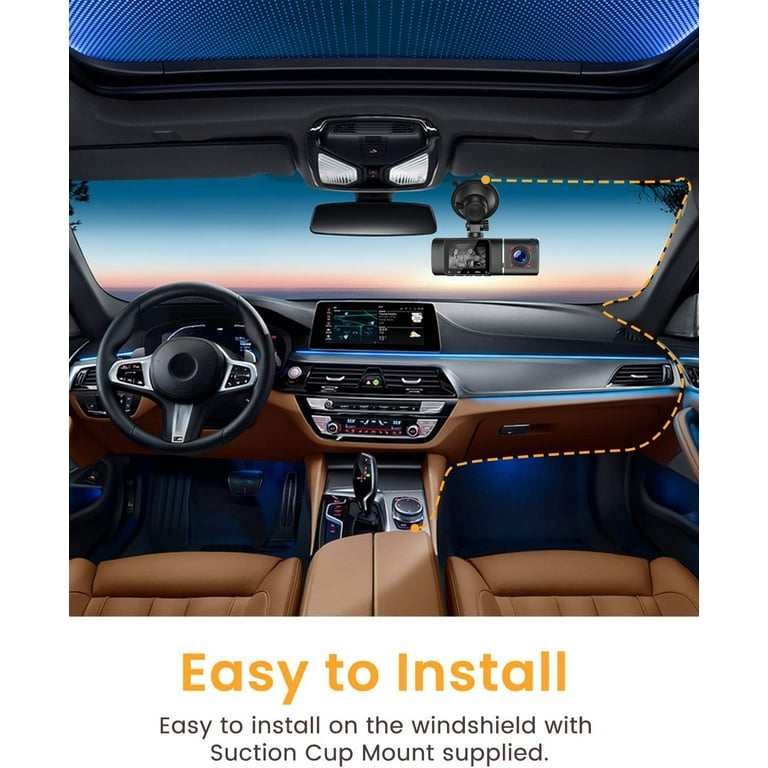 Cámara de tablero dual con GPS y Wi-Fi, 1440P frontal e interior discreta  cámara de coche para Uber con visión nocturna infrarroja, súper  condensador