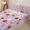 thumbnail image 3 of Manfei Cute Ghost Skull Zipper Full Size Comforter Sets with Fitted Sheet and 2 Pillowcases for Girls, Halloween Pumpkin Zipper Bedding Set, Purple, Halloween Reversible, 4-Piece, 3 of 6