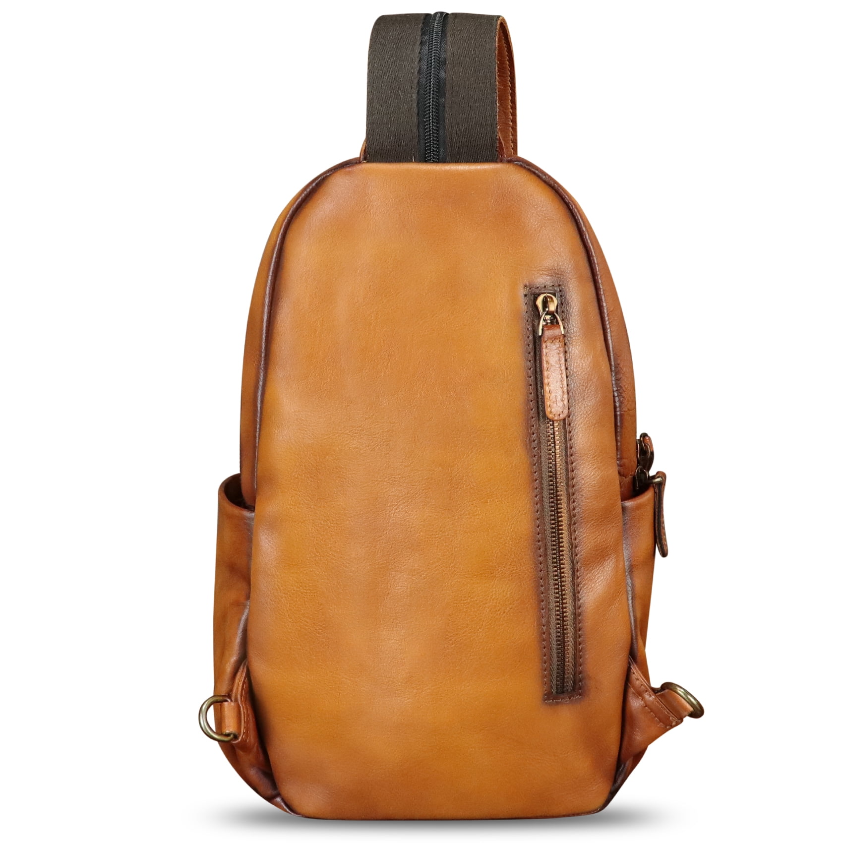 Genuine Leather Sling Bag for Men Women Retro Sling Backpack Purse Crossbody Bag