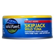 Wild Planet Canned Wild Skipjack Light Tuna, No Salt Added, No Liquids Added, 5 Oz