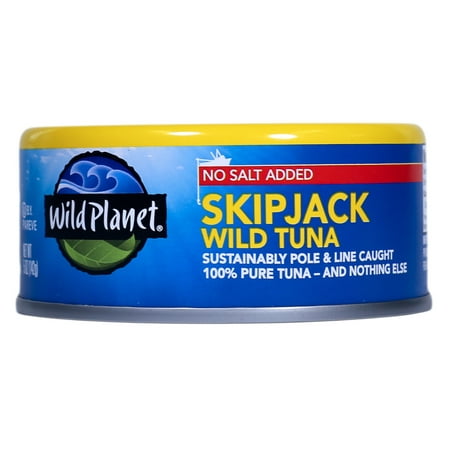 - (2 Pack) Wild Planet Canned Wild Skipjack Light Tuna, No Salt Added, No Liquids Added, 5 Oz